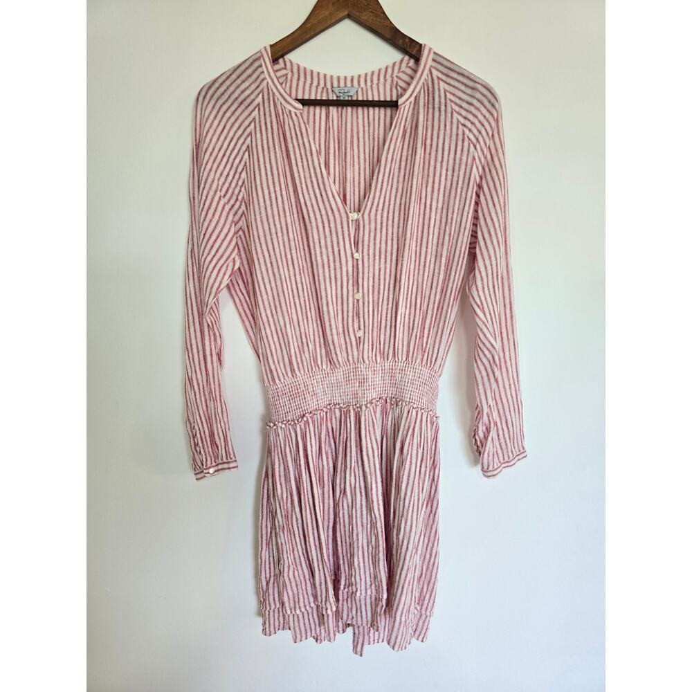 Rails Jasmine Belmont Stripe Linen Blend Mini Dress Red White M - Picture 2 of 6